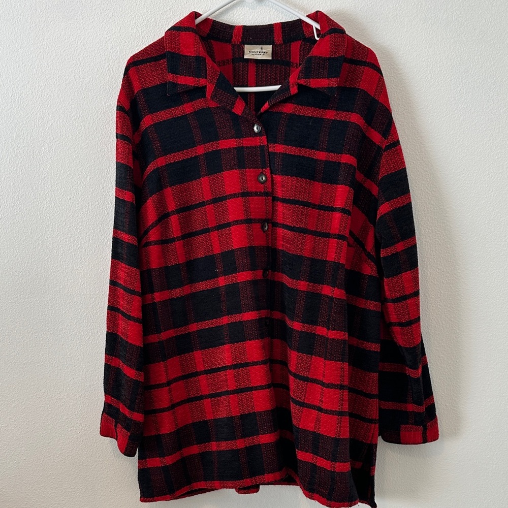 Red and Black Plaid Women's Cardigan